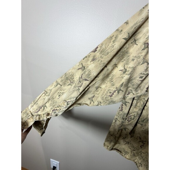 Woolrich Shirt Mens Beige Duck Print Button Up Outdoor Hunting Camping Large - Picture 7 of 16